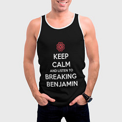 Майка-безрукавка мужская Keep Calm & Breaking Benjamin, цвет: 3D-белый — фото 2