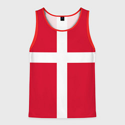 Майка-безрукавка мужская Флаг Дании, цвет: 3D-красный