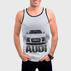 Майка-безрукавка мужская Audi серебро, цвет: 3D-черный — фото 2