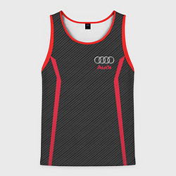 Майка-безрукавка мужская Audi: Black Carbon, цвет: 3D-красный
