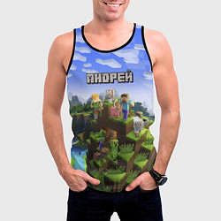 Майка-безрукавка мужская Майнкрафт: Андрей, цвет: 3D-черный — фото 2