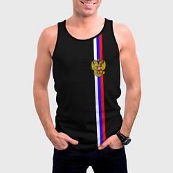 Майка-безрукавка мужская Лента с гербом России, цвет: 3D-черный — фото 2