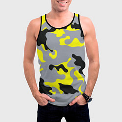 Майка-безрукавка мужская Yellow & Grey Camouflage, цвет: 3D-черный — фото 2