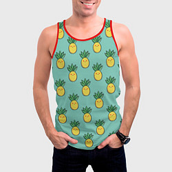Майка-безрукавка мужская Веселые ананасы, цвет: 3D-красный — фото 2