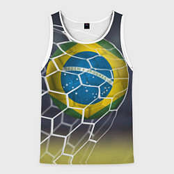 Майка-безрукавка мужская Brazil Football, цвет: 3D-белый
