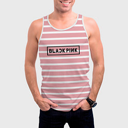 Майка-безрукавка мужская Black Pink: Striped Geometry, цвет: 3D-белый — фото 2