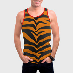 Майка-безрукавка мужская Шкура тигра, цвет: 3D-красный — фото 2