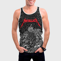 Майка-безрукавка мужская Metallica птица на черепах, цвет: 3D-белый — фото 2