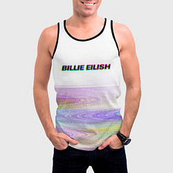 Майка-безрукавка мужская BILLIE EILISH: White Glitch, цвет: 3D-черный — фото 2