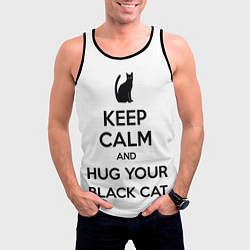 Майка-безрукавка мужская Обними своего черного кота, цвет: 3D-черный — фото 2