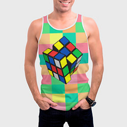 Майка-безрукавка мужская Кубик Рубика, цвет: 3D-белый — фото 2