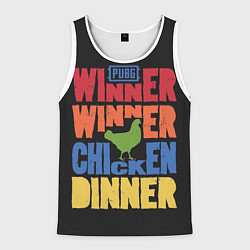 Майка-безрукавка мужская Winner Chicken Dinner, цвет: 3D-белый
