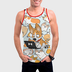 Майка-безрукавка мужская Корги, цвет: 3D-красный — фото 2