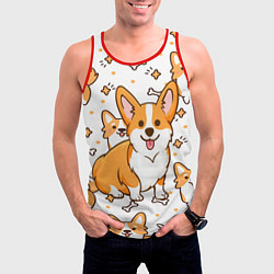 Майка-безрукавка мужская Корги, цвет: 3D-красный — фото 2
