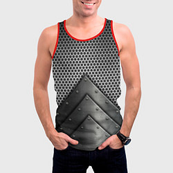 Майка-безрукавка мужская Броня металлическая, цвет: 3D-красный — фото 2