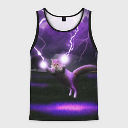 Мужская майка без рукавов Кот и Молнии