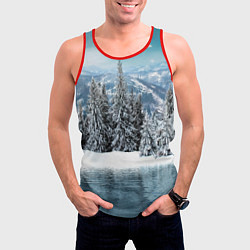Майка-безрукавка мужская Зимний лес, цвет: 3D-красный — фото 2