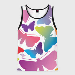 Майка-безрукавка мужская Разноцветные бабочки, цвет: 3D-черный