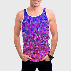 Майка-безрукавка мужская Треугольники мозаика пиксели, цвет: 3D-белый — фото 2
