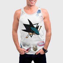 Майка-безрукавка мужская San Jose Sharks NHL teams pattern, цвет: 3D-белый — фото 2