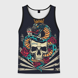 Мужская майка без рукавов Змея с короной на черепе