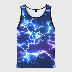 Майка-безрукавка мужская СВЕТЯЩИЕСЯ МОЛНИИ, цвет: 3D-черный