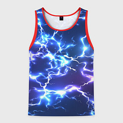 Майка-безрукавка мужская СВЕТЯЩИЕСЯ МОЛНИИ, цвет: 3D-красный