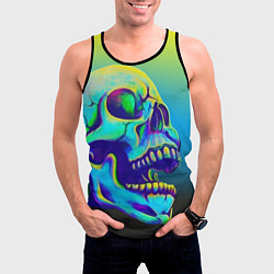 Майка-безрукавка мужская Neon skull, цвет: 3D-черный — фото 2