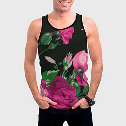 Майка-безрукавка мужская Розы, цвет: 3D-черный — фото 2
