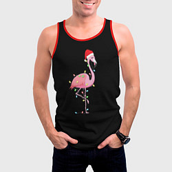 Майка-безрукавка мужская Новогодний Фламинго, цвет: 3D-красный — фото 2