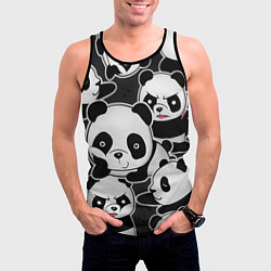 Майка-безрукавка мужская Смешные панды, цвет: 3D-черный — фото 2