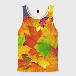 Майка-безрукавка мужская Осенние листья, цвет: 3D-белый