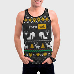 Майка-безрукавка мужская Pornhub свитер с оленями, цвет: 3D-черный — фото 2