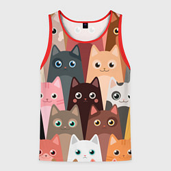 Майка-безрукавка мужская Котики мультяшные, цвет: 3D-красный