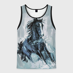 Майка-безрукавка мужская Нарисованный конь, цвет: 3D-черный