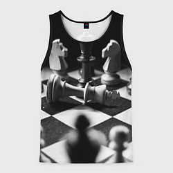 Майка-безрукавка мужская Шахматы фигуры доска ход мат, цвет: 3D-черный