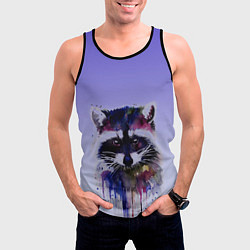 Майка-безрукавка мужская Енот акварелью потеки, цвет: 3D-черный — фото 2