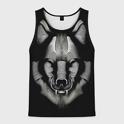 Майка-безрукавка мужская Волк из волнистых линий, цвет: 3D-черный