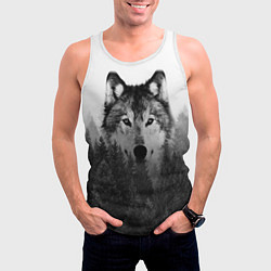 Майка-безрукавка мужская Волк, цвет: 3D-белый — фото 2