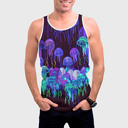 Майка-безрукавка мужская Неоновые медузы, цвет: 3D-белый — фото 2