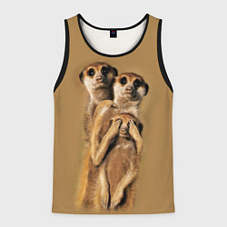 Майка-безрукавка мужская Сурикаты, цвет: 3D-черный