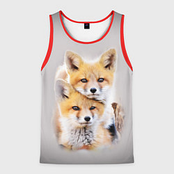 Майка-безрукавка мужская Лисята, цвет: 3D-красный