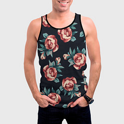 Майка-безрукавка мужская Розы, цвет: 3D-черный — фото 2