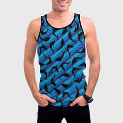 Майка-безрукавка мужская Черные акулы паттерн, цвет: 3D-черный — фото 2