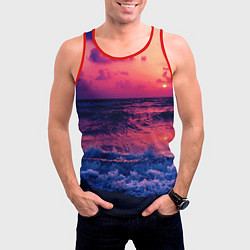 Майка-безрукавка мужская Закат на берегу, цвет: 3D-красный — фото 2