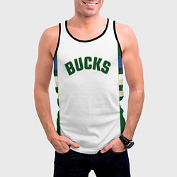 Майка-безрукавка мужская Milwaukee Bucks Домашняя форма, цвет: 3D-черный — фото 2