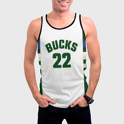 Майка-безрукавка мужская Milwaukee Bucks Домашняя форма Крис Миддлтон, цвет: 3D-черный — фото 2
