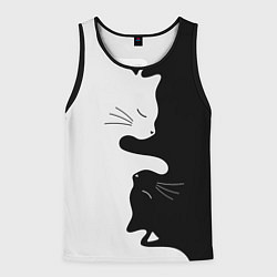 Майка-безрукавка мужская Коты инь янь, цвет: 3D-черный