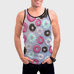 Майка-безрукавка мужская Пончики, цвет: 3D-черный — фото 2