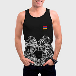 Майка-безрукавка мужская Герб Армении и флаг, цвет: 3D-черный — фото 2